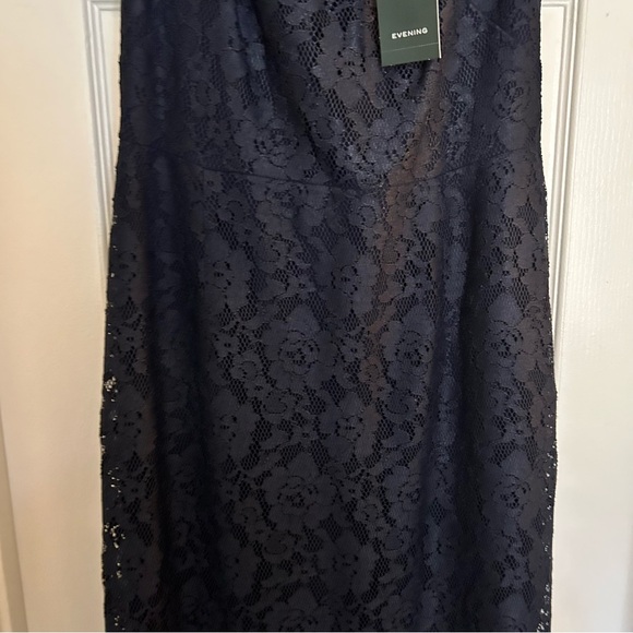 NWT Lauren Ralph Lauren Luiana Lace Off-Shoulder Navy Blue Evening Dress - Picture 7 of 14